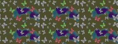 Kelebekli çizim şekli. Erkekler, kızlar, elbiseler, duvar kağıtları için soyut çizim kalıbı. Çizim, karalama, karalama. Sonsuz. Raster illüstrasyonu.