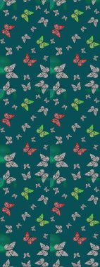 Suluboya soyut parlak desenli kelebek kanatları, retro renkler. Mavi ve gri renkli resimler. Kumaş, tekstil, baskı ve davet için arkaplan.