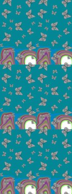 Kelebek desenli güzel çizim tasarımı. Mavi ve gri renkli resimler.