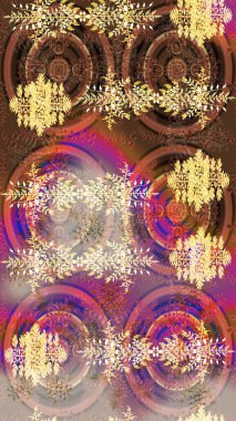 Yeni yıl kar tanesi. Güzel soyut kar taneleri raster tasarımı. Düz kar karalama ikonları, kar taneleri kahverengi, bej ve pembe renkli siluetler Noel afişi, kartlar.