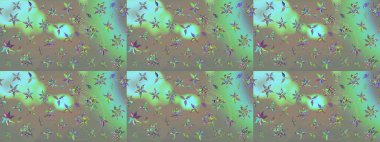 Parlak renkli çiçekleri olan ve gri ve yeşil renkli yaprakları olan harika bir çiçek deseni. Moda baskıları için zarif bir şablon. Modern çiçek arkaplanı. Halk stili.