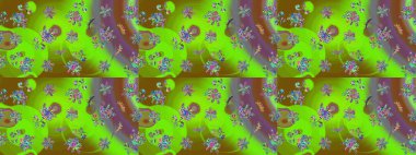 Çiçekli çiçek deseni, suluboya. Yeşil renkli çiçekler. Renkli Bahar temalı eskiz kalıbı. Düz Çiçek Elementleri Tasarım Raster illüstrasyonu.