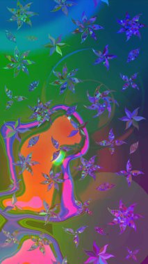 Şirin çiçekler. Çizgi çizimi kalıbı. Raster Moda kumaş deseni.