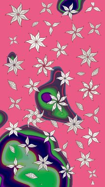 Fantezi çiçekli eskiz deseni, doğal duvar kağıdı, çiçek desenli kıvrım çizimi. Paisley el çizimi elementler. Ev dekoru.