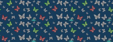 Doğa kelebeğinin yüksek kalitesi. Su rengi filtreleme efektiyle mavi ve gri üzerine resimler. Raster illüstrasyonu. Klasik tarzda..