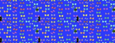 Kelebeklerle dolu renkli bir halk eskizi çizimi. Davetiye, kart ve parmak izi için basit şirin bir model. Mavi ve nötr arkaplanda renkli bir kelebek.