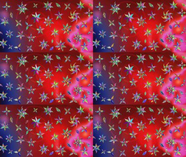 Raster illüstrasyonu. Kibarca, kırmızı renkte bahar çiçekleri. Raster çiçek desenli ve çiçekli..