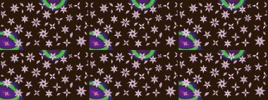 Kahverengi renkli şirin çiçek deseni. Raster Modaya uygun kumaş deseni. Düz Çiçek Elementleri Tasarımı. Renkli Bahar Teması çizim şablonu.