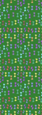 Renkli kelebeklerin eskiz geçmişi. Ambalajlar, duvar kağıtları, kumaş tasarımı ve kağıt için güzel bir arka plan. Yeşil ve nötr üzerinde sevimli kelebekler. Raster illüstrasyonu.