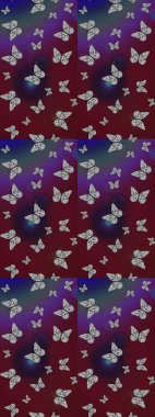 Renkli kelebeklerin eskiz geçmişi. Kumaş, kağıt, ambalaj kâğıdı ve duvar kağıdı tasarımı için güzel bir arka plan. Raster illüstrasyonu.