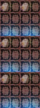 Kahverengi, gri ve mavi papatyaların kahverengi, gri ve mavi renkli desenleri. Raster illüstrasyonu. Kahverengi, gri ve mavi renklerde.