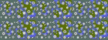 Renkli Bahar Teması eskiz kalıbı. Raster Modaya uygun kumaş deseni. Tarafsız ve yeşil renkli şirin çiçek desenleri. Düz Çiçek Elementleri Tasarımı.