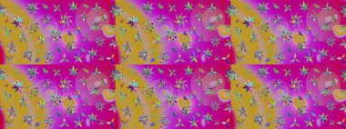 Renkli Bahar Teması eskiz kalıbı. Raster. Düz Çiçek Elementleri Tasarımı.