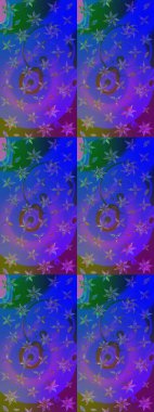 Çiçekli karalama şeklinde Raster çiçek deseni. Mor ve mavi renkte çiçekler. Nazikçe, güzel çiçek arkaplanı..