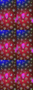 Suluboya, elle çizilmiş. Raster - stok. Vadinin kırmızı ve kahverengi renkli çiçekleri. Taslak arkaplan deseni.