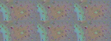 Çiçekli karalama şeklinde Raster çiçek deseni. Gri ve bej renkli yaz çiçekleri. Raster illüstrasyonu.