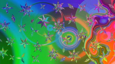 Anti-stres için soyut örnek sayfası. Raster illüstrasyonu. Yeşil ve mavi renklerde.