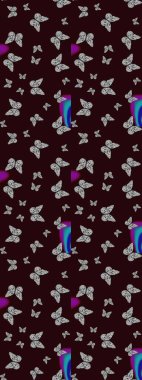 Yumuşak kahverengi ve gri arkaplanda izole edilmiş şirin yaban sinekleri. Sanat retro seramik seramik tasarım tarzında serbest ve doğrusal el çizimi logo. Kahverengi ve gri renkleri kapat.