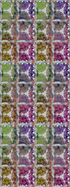 Çiçek çelengi. Şablon, pürüzsüz, çiçekli kenar. Raster illüstrasyonu. Güzel, parlak, pürüzsüz kumaş, tuval. Eski moda arka plan. Kıvırcık, parlak örgü.