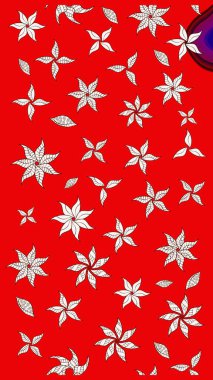 Düz Çiçek Elementleri Tasarımı. Raster illüstrasyonundaki çiçek desenli çizim. Kırmızı renkte çiçekler. Renkli Bahar Teması çizim şablonu.