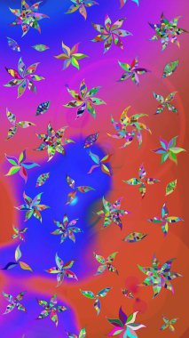 Vadinin çiçekleri mor ve pembe renklerde. Çiçeksel çizim kalıbının çizimi.