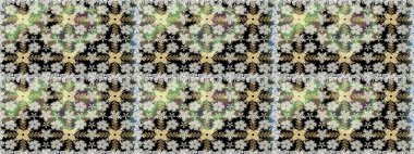 Tarafsız ve siyah renkli şirin çiçek desenleri. Düz Çiçek Elementleri Tasarımı. Raster Modaya uygun kumaş deseni. Renkli Bahar Teması Kusursuz Arkaplan.