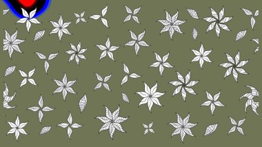 Yeşil ve beyaz renkli şirin tekstil tarzında. Çiçek duvar kâğıdı. Renkli çizim kalıbı. Çiçek arkaplan. Raster illüstrasyonu.