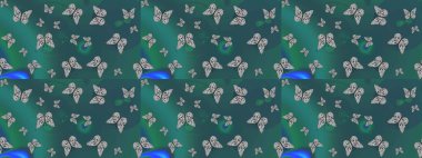 Farklı yönlere uçan renkli kelebek koleksiyonu. Kızlar, erkekler, elbiseler, duvar kağıtları için soyut çizim kalıpları. Raster illüstrasyonu.