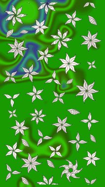 Düz Çiçek Elementleri Tasarımı. Raster illüstrasyonundaki çiçek desenli çizim. Yeşil renkli çiçekler. Renkli Bahar Teması çizim şablonu.