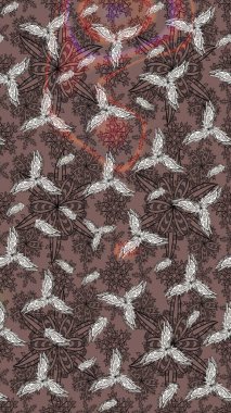 Raster Modaya uygun kumaş deseni. Düz Çiçek Elementleri Tasarımı. Renkli Bahar Teması eskiz kalıbı. Kahverengi renkli şirin çiçek deseni.