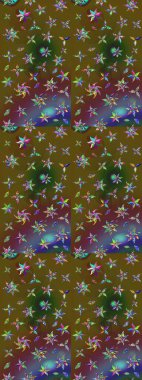 Raster. Düz Çiçek Elementleri Tasarımı. Renkli Bahar Teması çizim şablonu.