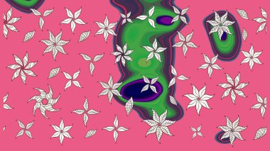 Çiçekli el çizimi çizimi deseni. Modern, pembe raster arka plan duvar kağıdı çizimi, klasik çizgili, desenli desenli çiçekler, çiçekli süsler..