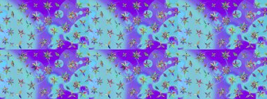 El çizimi. Raster illüstrasyonu. Çiçekli, yapraklı, çiçek desenli çizim..