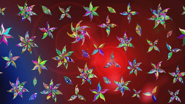 Raster Floral Illustration, Asyalı tekstil. Kırmızı ve kahverengi renkli etnik çiçeklerle zarif bir eskiz deseni..