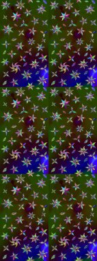 Raster Illustrasyon 'daki Çiçek Deseni' nin son moda çizimi. Yeşil ve kahverengi renkli çiçekler. Renkli Yaz Temalı eskiz kalıbı. Düz Çiçek Elementleri Tasarımı.