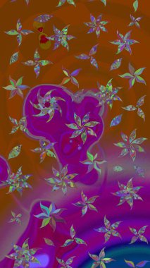 Yumuşak, bahar çiçekleri kahverengi ve mor renklerde. Raster illüstrasyonu. Çiçekli yumuşak bir eskiz şekli. Raster çiçekleri klasik tarzda resmedilir..