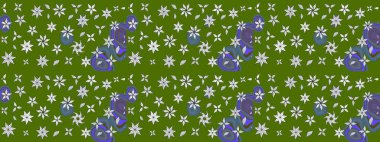 Çiçekli el çizimi çizimi deseni. Modern gelişim yeşil ve nötr raster arka plan duvar kâğıdı resimleme klasik çizgili iz sürme desenli çiçekler, çiçekli süsler.