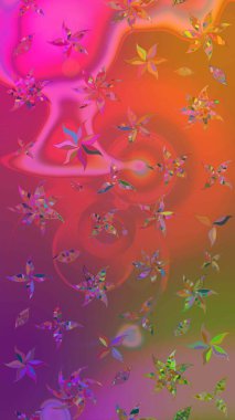 Sevimli çiçek raster deseni. Modaya uygun kumaş deseni. Renkli Yaz Temalı eskiz kalıbı. Düz Çiçek Elementleri Tasarımı.