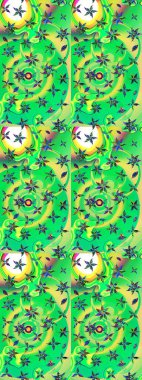 Düz Çiçek Elementleri Tasarımı. Güzel kumaş deseni. Raster illüstrasyonu. Çiçek desenli çizim. Asya tekstil tarzında. Renkli Bahar Teması çizim şablonu.