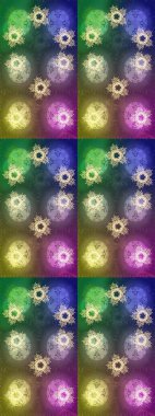 Raster illüstrasyonu. Çiçek Elementleri 'nin soyut geçmişi. Yeşil, nötr ve mor renkler üzerine dizayn. Raster kış deseni.