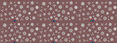 Kahverengi renklerde bahar çiçekleri. Çiçekli yumuşak bir eskiz şekli. Raster çiçekleri klasik tarzda çizilmiş. Raster illüstrasyonu.