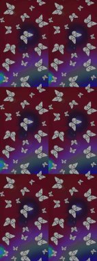 Rastgele kahverengi ve mor kelebekler sevimli desenler. Kahverengi ve mor arka planda kelebek. Davetiye, kart ve parmak izi için basit kadınsı bir model. Robot resim. Raster illüstrasyonu.