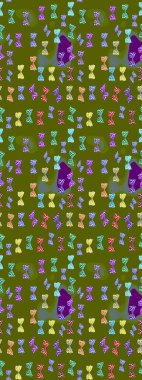 Yumuşak yeşil ve nötr arkaplanda izole edilmiş şirin yaban sinekleri. Sanat retro seramik seramik tasarım tarzında serbest ve doğrusal el çizimi logo. Yeşil ve nötr renkleri kapat.