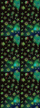 Sketch pattern with flowers. Hand drawn. Flowers on black and green colors. Watercolor illustration.