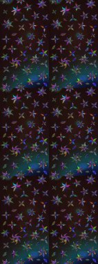 Üzerinde gelincikler ve vadi zambakları olan renkli çiçek desenli nakış deseni. Tekstil tasarımı için gri ve kahverengi renkli geleneksel halk çiçekleri..