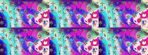 Çiçekli çiçek deseni, suluboya. Düz Çiçek Elementleri Tasarım Raster illüstrasyonu. Mor ve mavi renkte çiçekler. Renkli Bahar Teması çizim kalıbı..