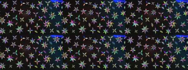 Tropik çiçek desenleri. Raster illüstrasyonu. Gri ve mavi renkte çiçekler.