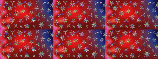 Şirin çiçek elementleri. Kırmızı ve mavi renkte çiçekler. Raster illüstrasyonu. Çizim.