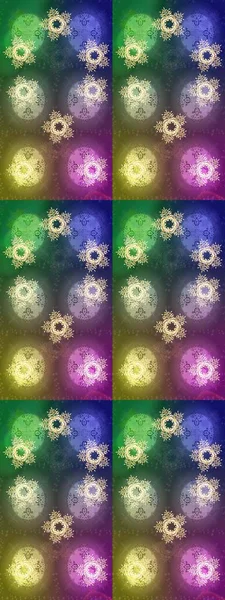 Raster illüstrasyonu. Çiçek Elementleri 'nin soyut geçmişi. Yeşil, nötr ve mor renkler üzerine dizayn. Raster kış deseni.