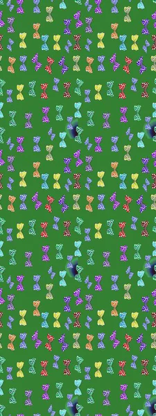 Parlak kelebeklerin eskiz geçmişi. Güzel renkli kelebekler yeşil ve nötr renklerde kaotik bir şekilde uçarlar. Uçan güvelerle çok renkli bir arka plan çiz. Kumaş, kağıt ve ambalaj için uygun. Raster.